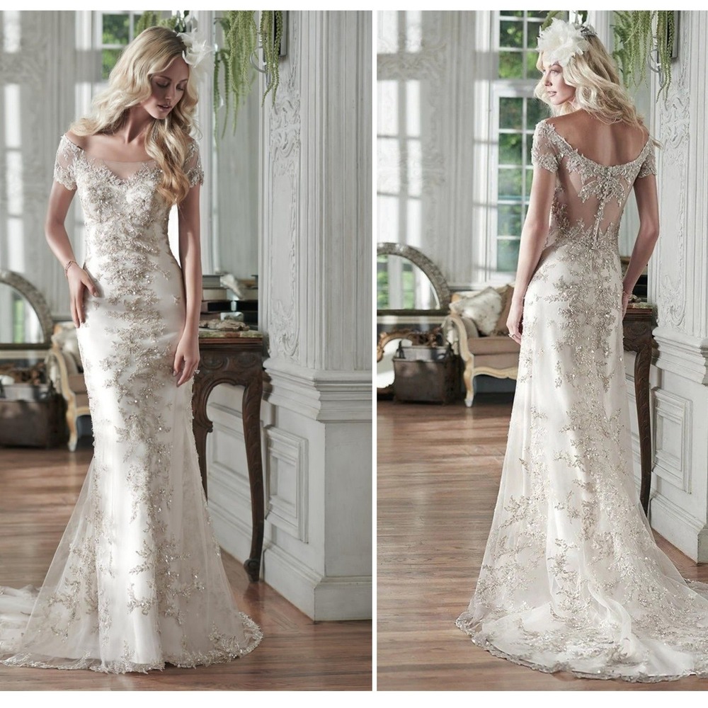 NEW Maggie Sottero Riviera Wedding Gown Dress Sz 14 Ivory Swarovski Crystals